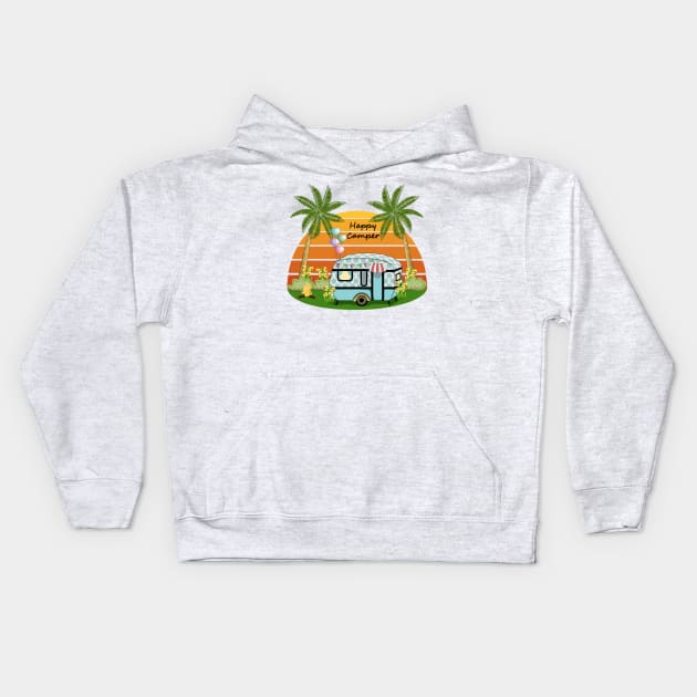 Happy Camper - Camper Van Kids Hoodie by Designoholic